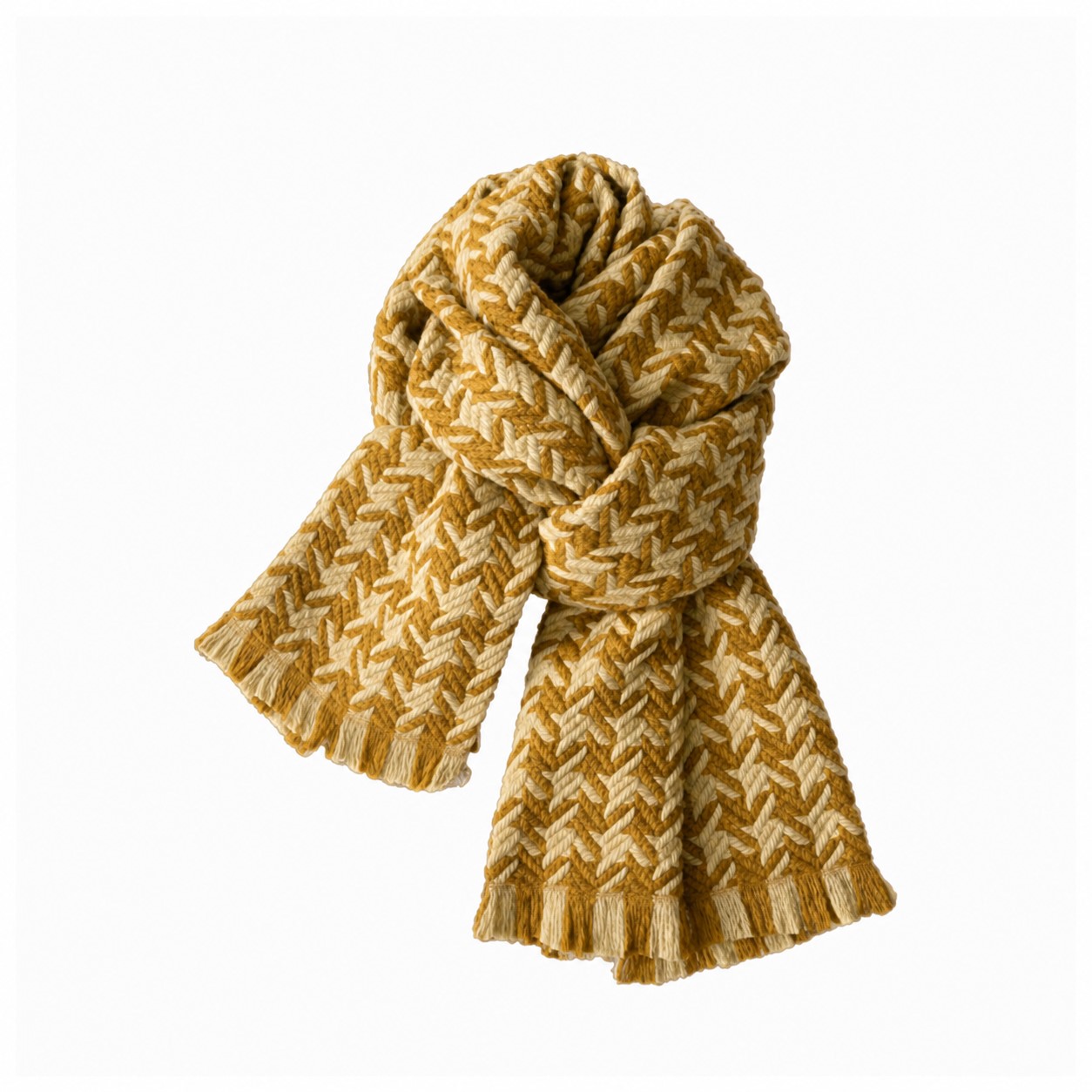 Braided Polyester Knitted Scarf — Brass Gold