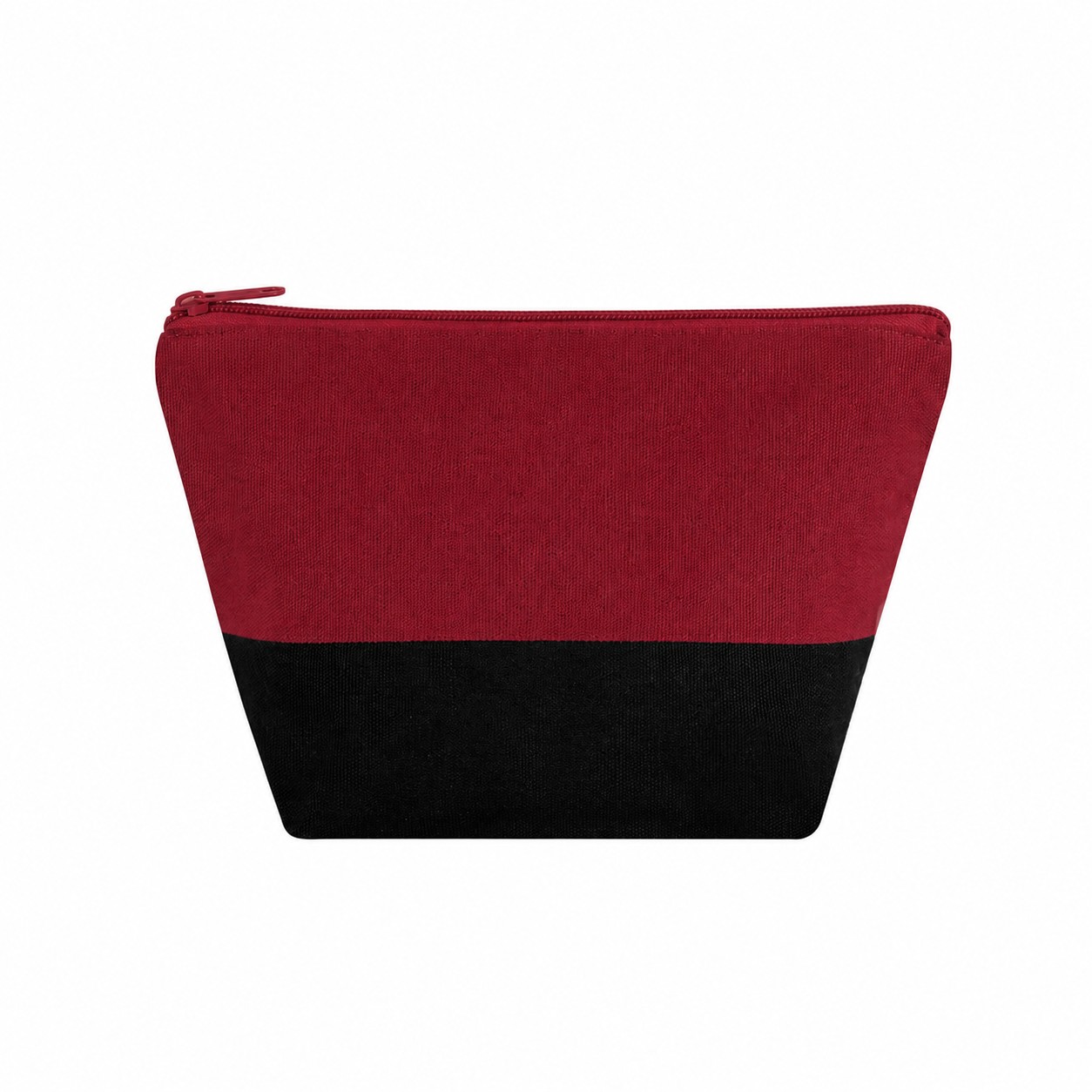 Canvas Zippered Storage Makeup Bag — Burgundy Red