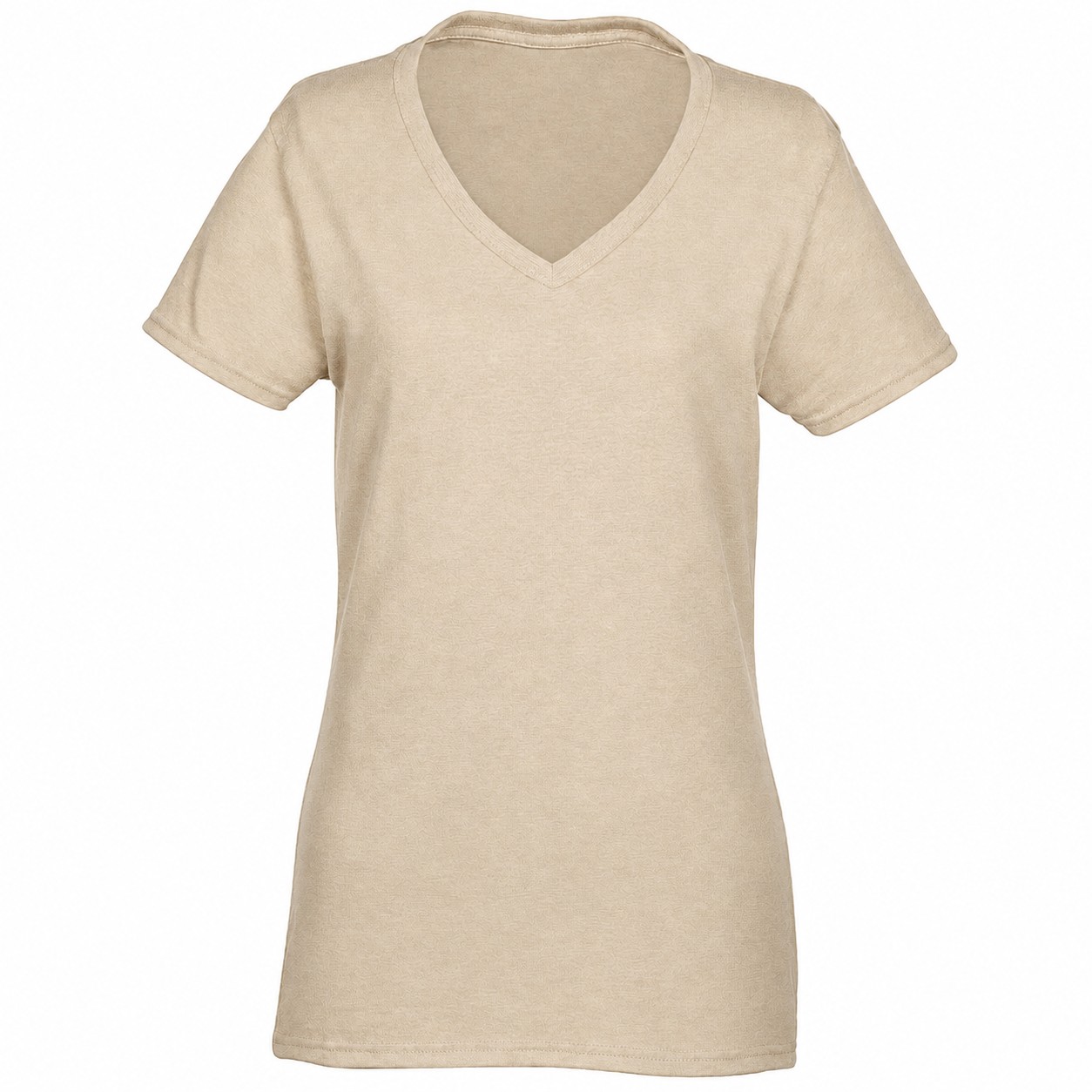 Heavy Cotton V Neck Shirt — Beige