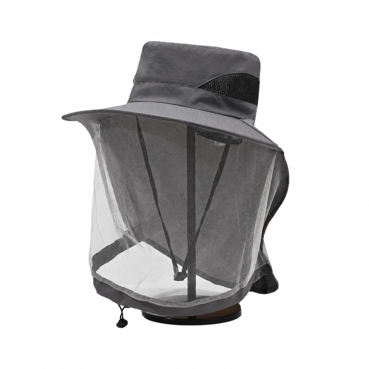 Polyester Mesh Shield Bucket Hat — Dark Gray