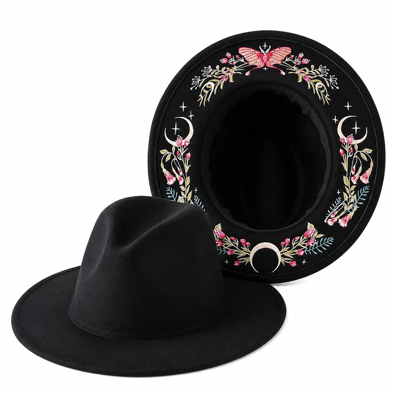 Butterfly Polyester Felt Fedora Hat