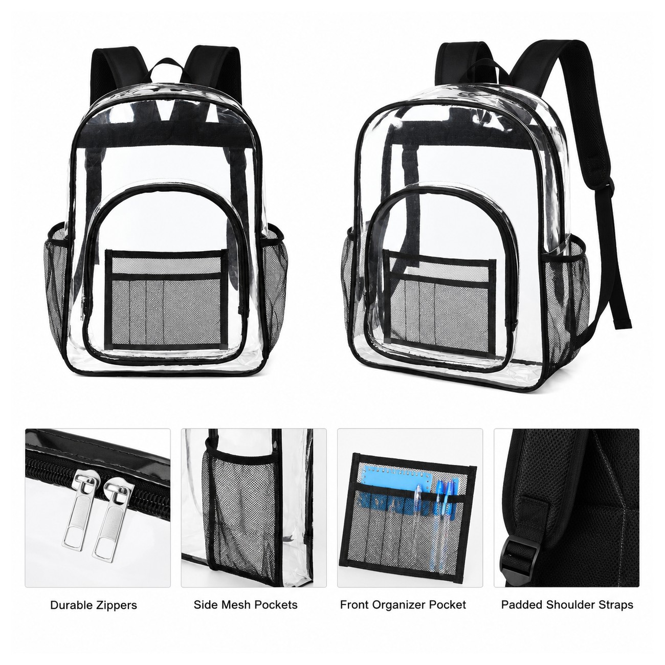 12.5-Inch Clear PVC Backpack