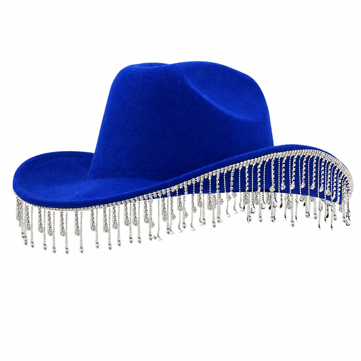 Polyester Rhinestone Cowboy Hat — Royal Blue