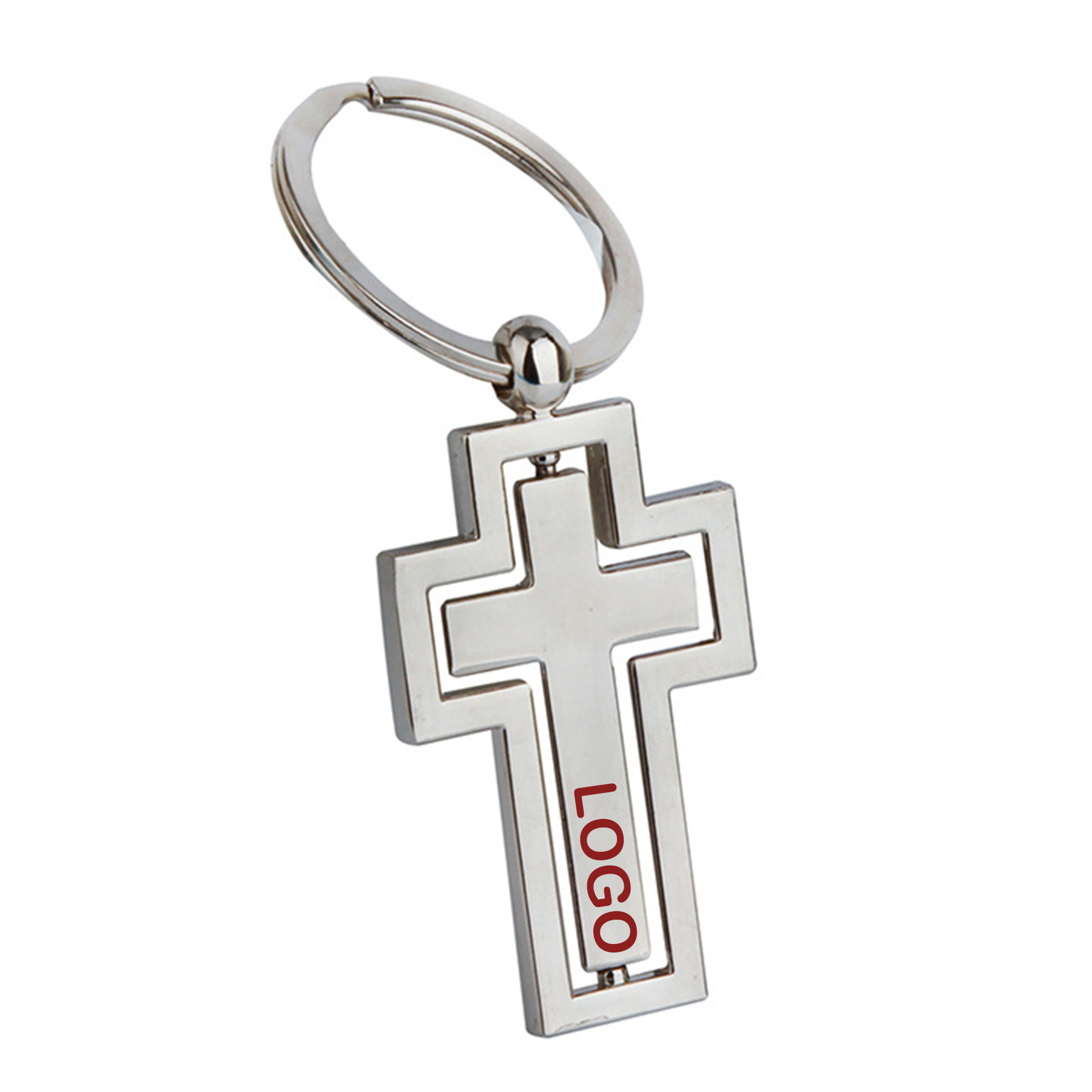 Spinning Alloy Cross Keychain