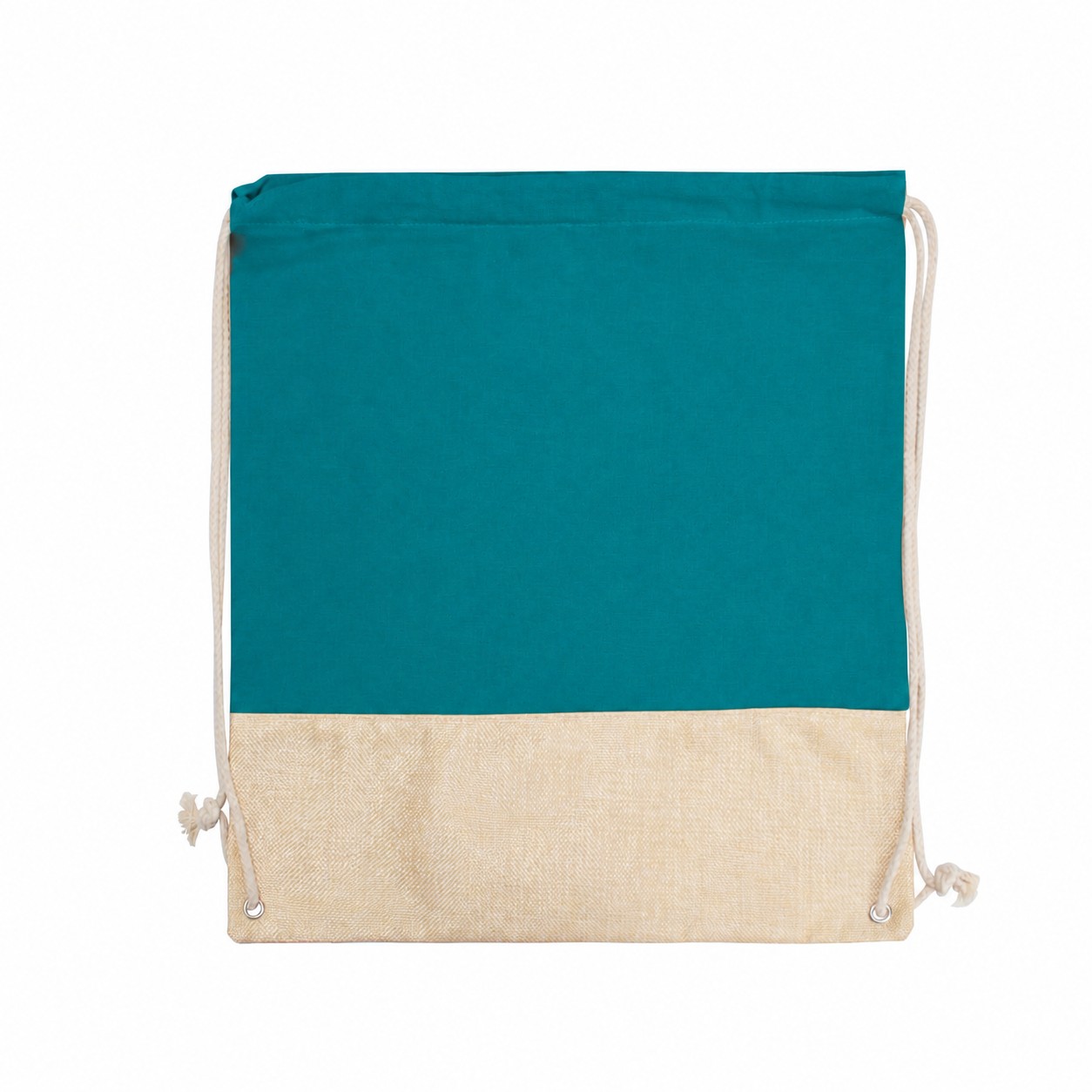 Cotton Metal Grommets Drawstring Bag — Teal Blue