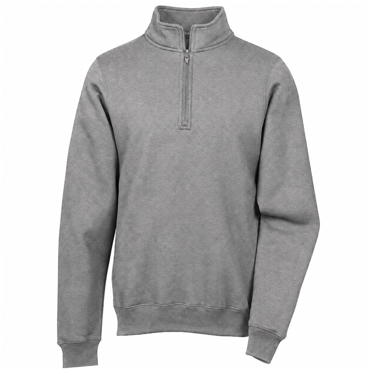 Cotton Polyester Quarter Zip Fleece Pullover — Gray