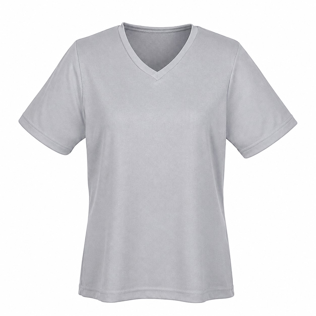 Ladies Mesh Polyester V Neck Shirt — Silver