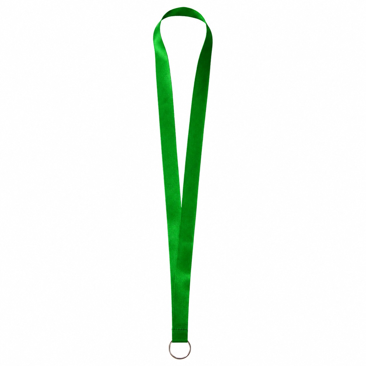 Satin Polyester Split Ring Lanyard — Green