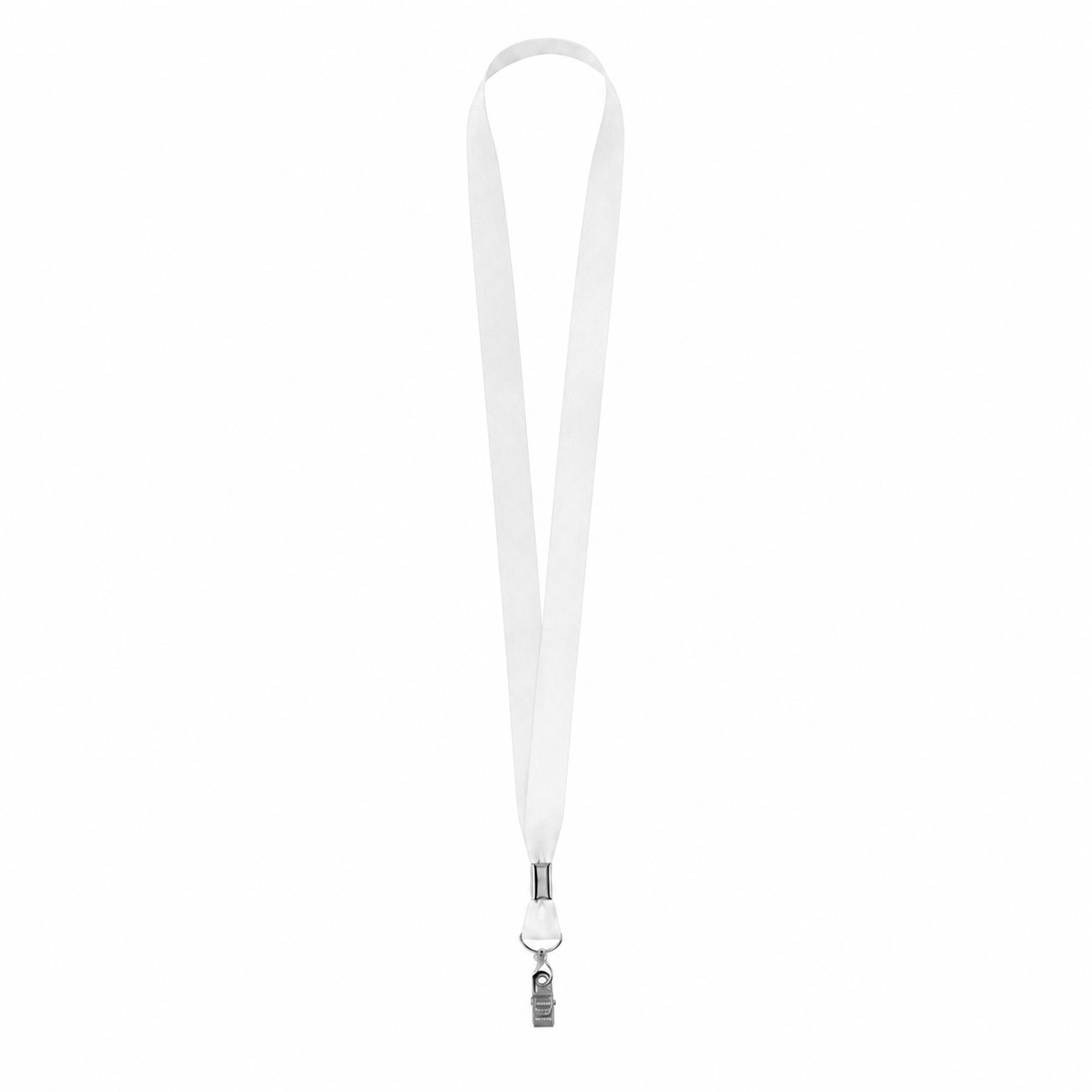 Polyester Lanyard With Bulldog Clip — Clear White