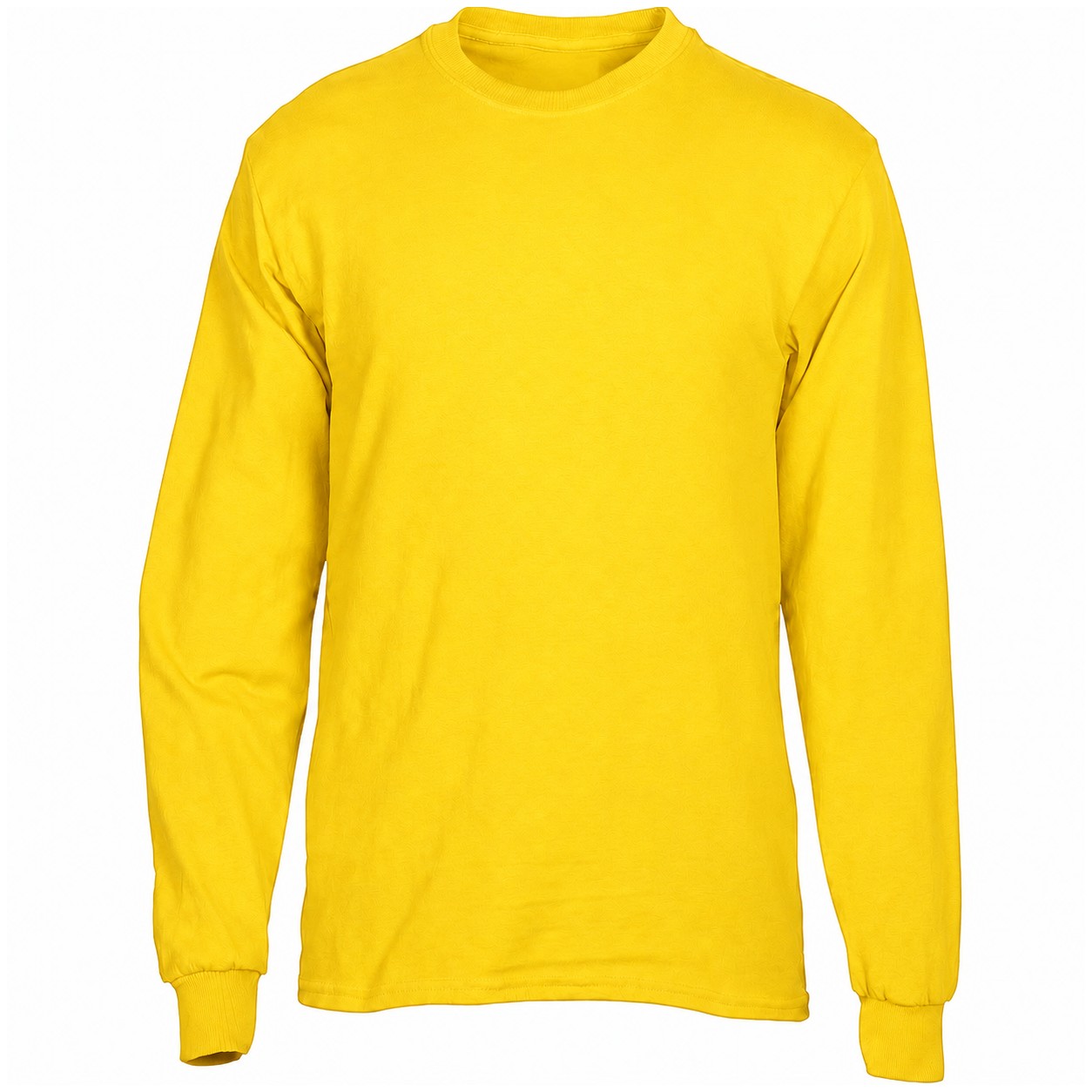 Cotton Long Sleeve Crewneck Shirt — Yellow