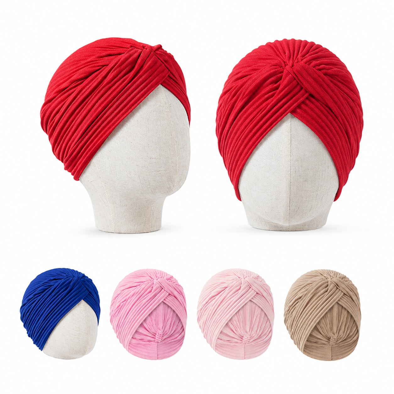 Pleated Polyester Turban Skullcap
