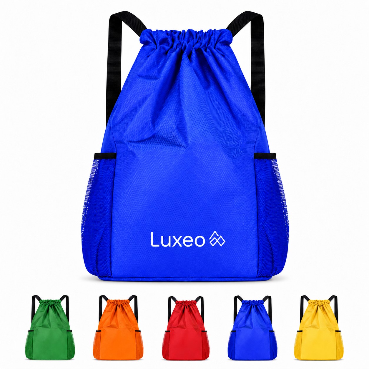 Oxford Drawstring Backpack With Dual Mesh Pockets