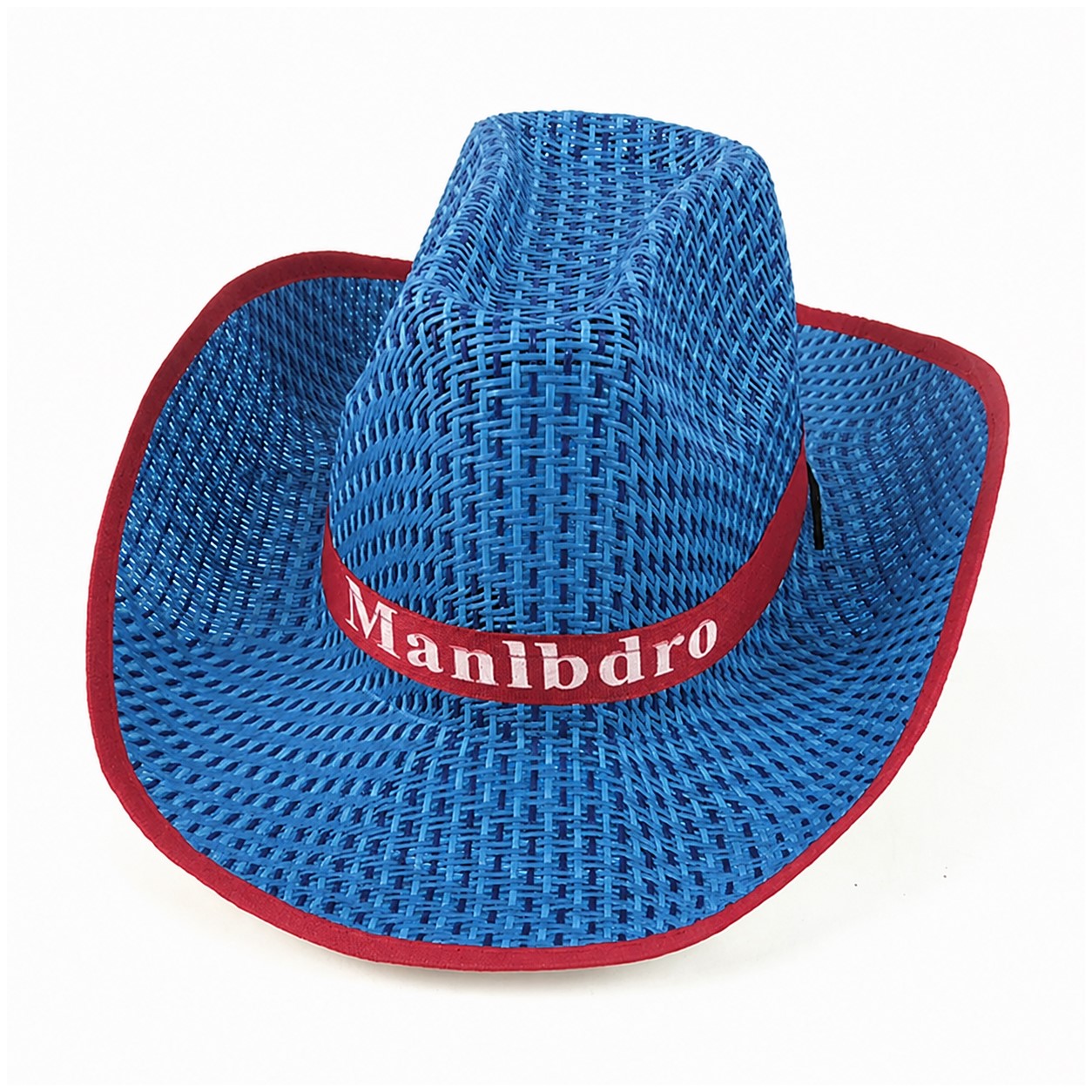 Woven Straw Cowboy Hat — Blue