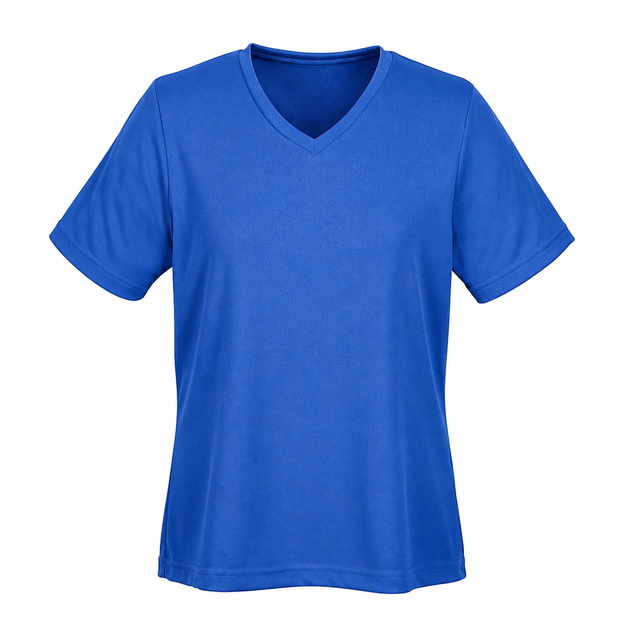 Ladies Mesh Polyester V Neck Shirt — Blue