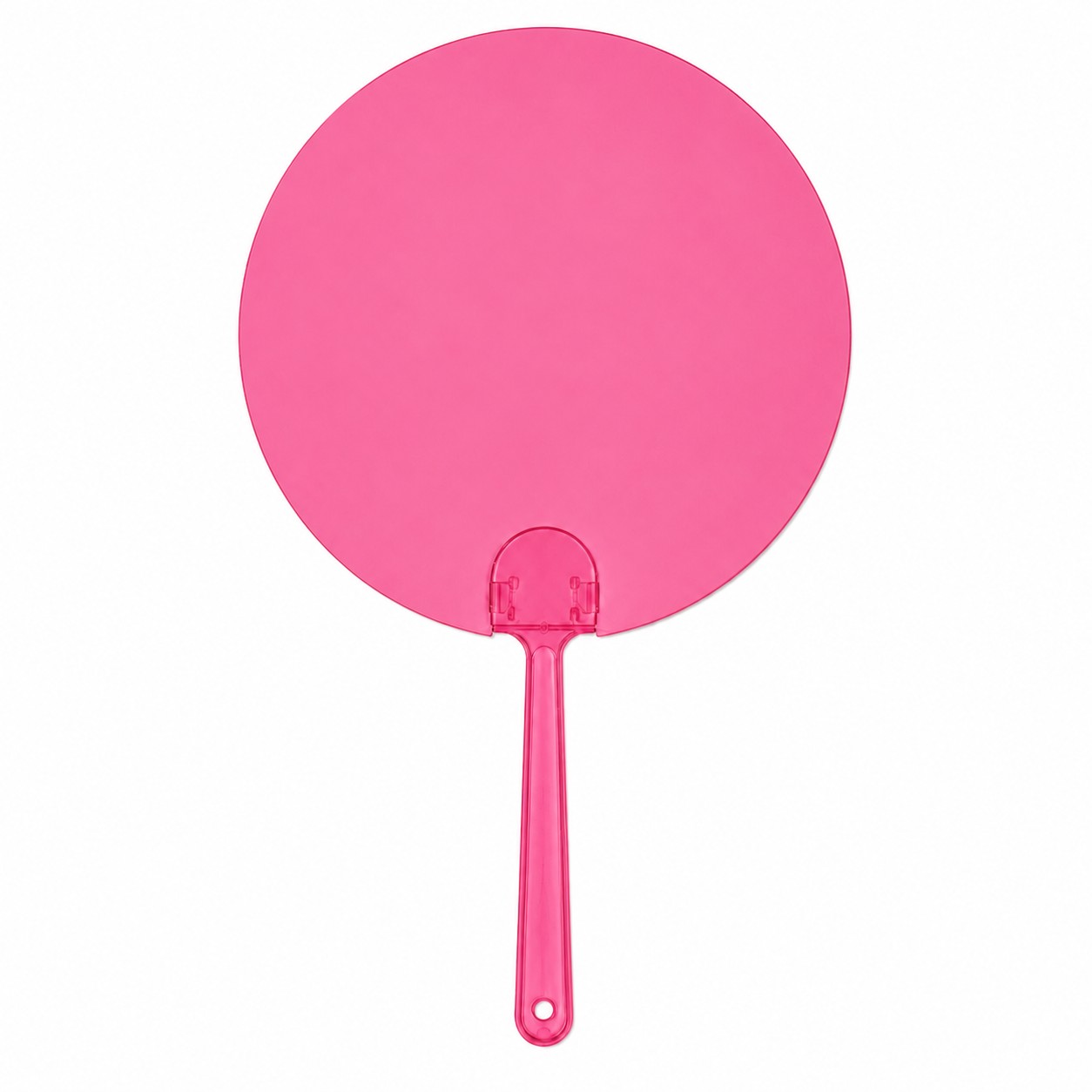 Large Round Plastic Hand Fan — Dark Pink
