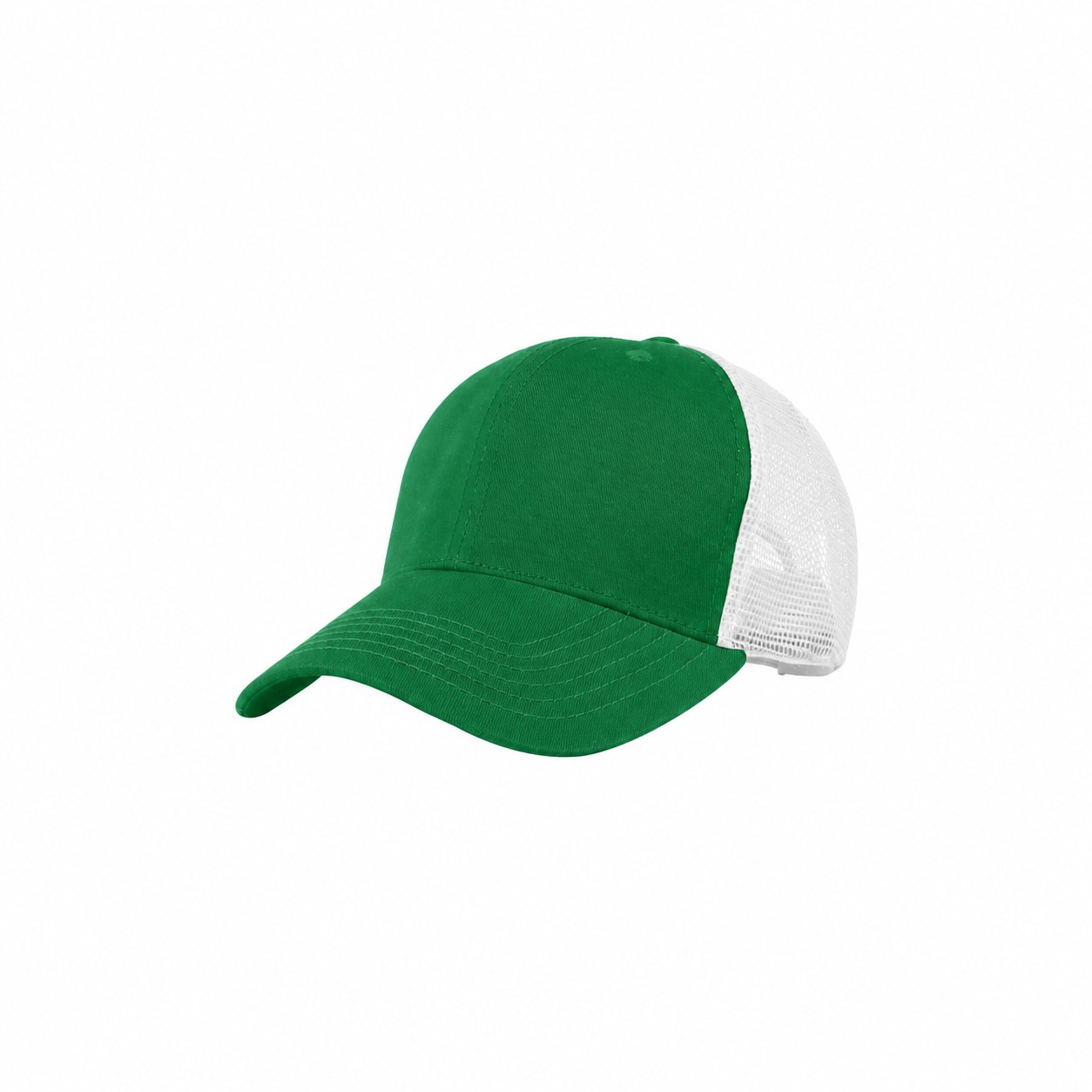 Six-Panel Low-Profile Trucker Cap — Green/White