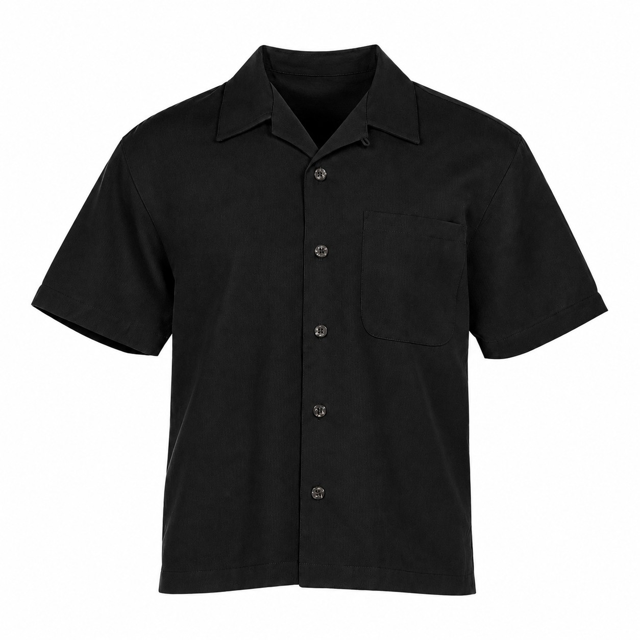 Men's Cotton Polyester Camp Shirt — Black