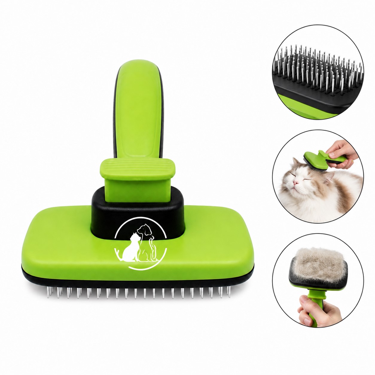 Wide Plastic Pet Grooming Brush With Nylon Bristles