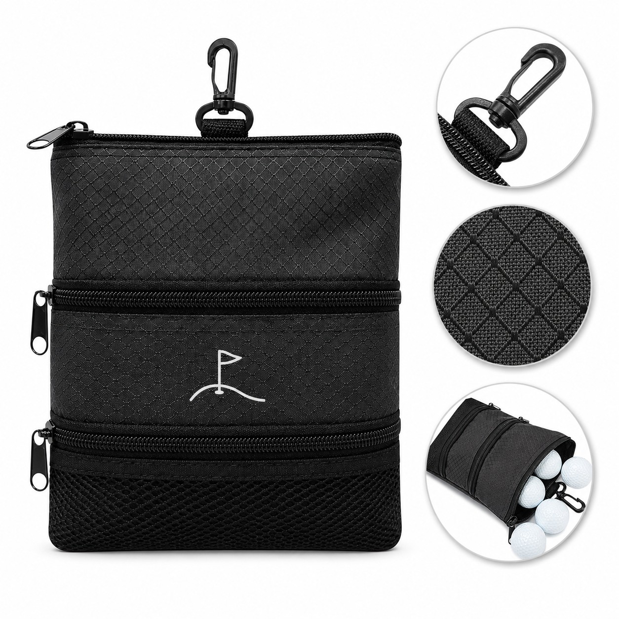 Fabric Golf Polo Tee Organizer With Clip