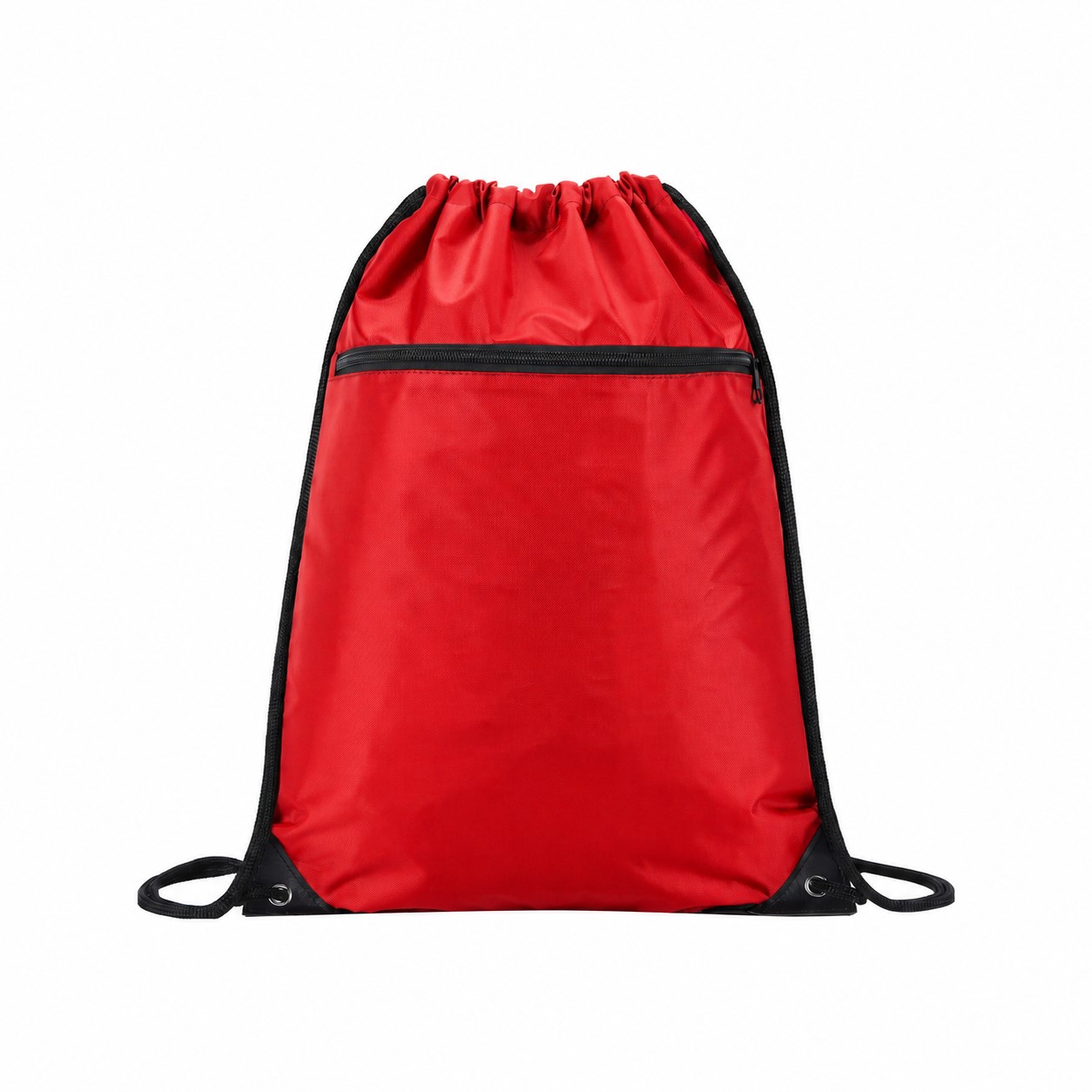 420D RPET Zipper Drawstring Bag — Red