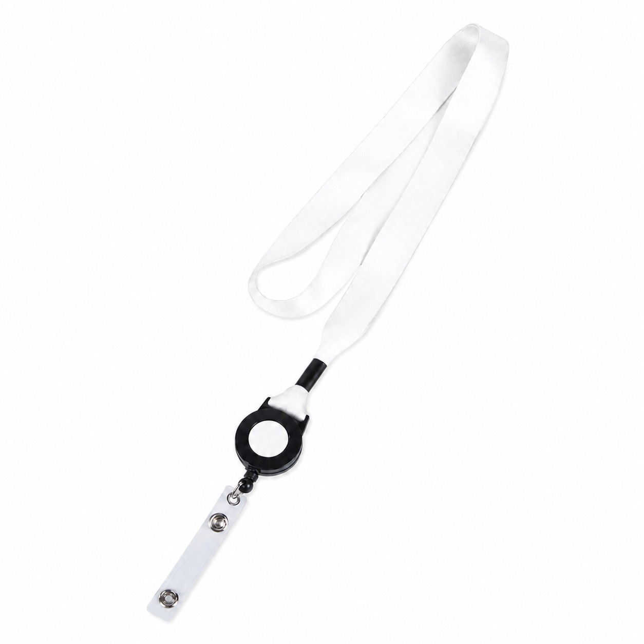 Plastic Crimp Badge Reel Lanyard — White