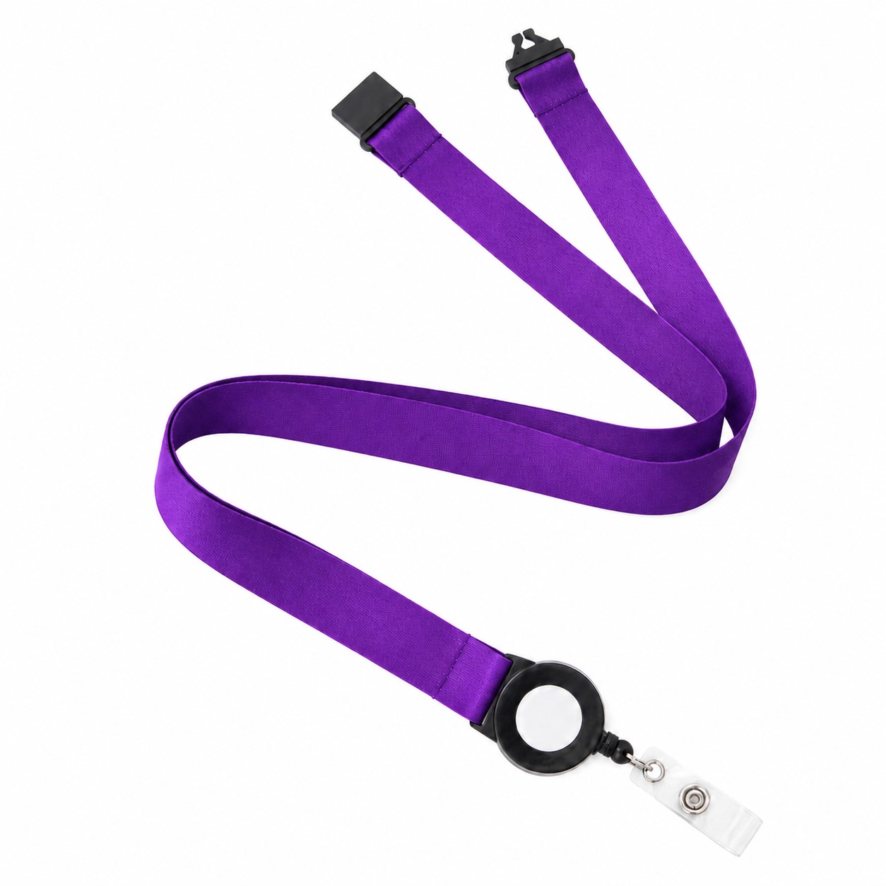 Polyester Lanyard With Retractable Badge Reel — Purple