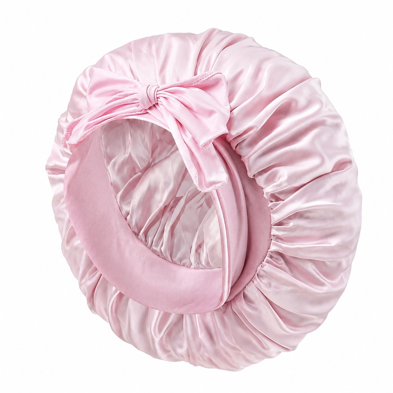 Large Bow Satin Sleep Bonnet — view 2