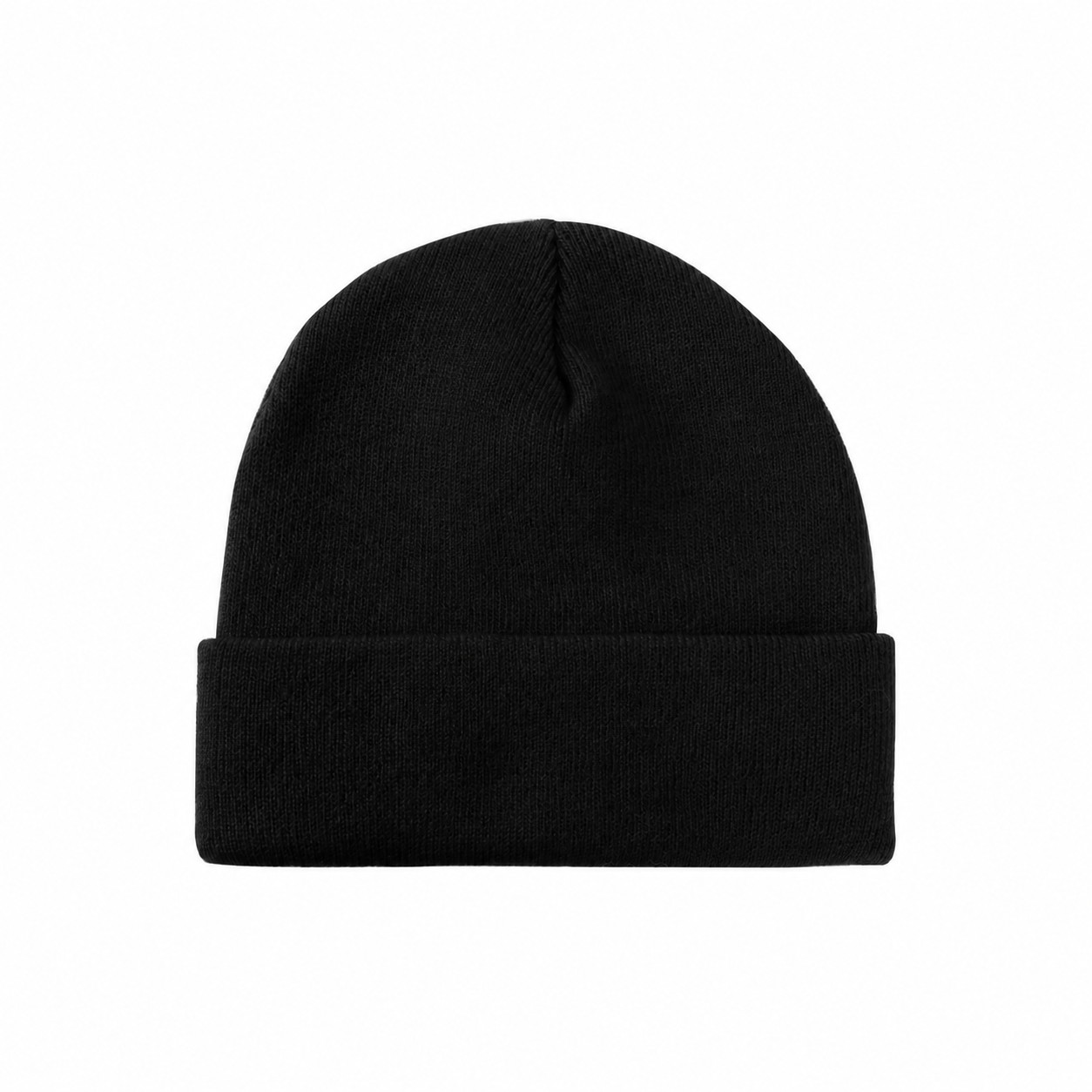 8.5-Inch Cuffed Acrylic Knit Beanie — Black