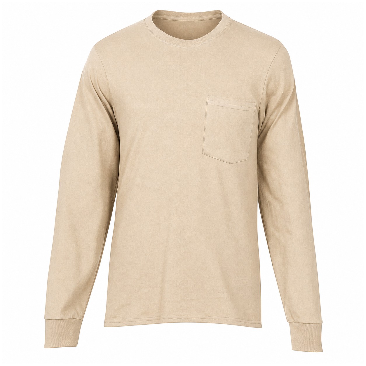 Cotton Pocket Long Sleeve Shirt — Beige