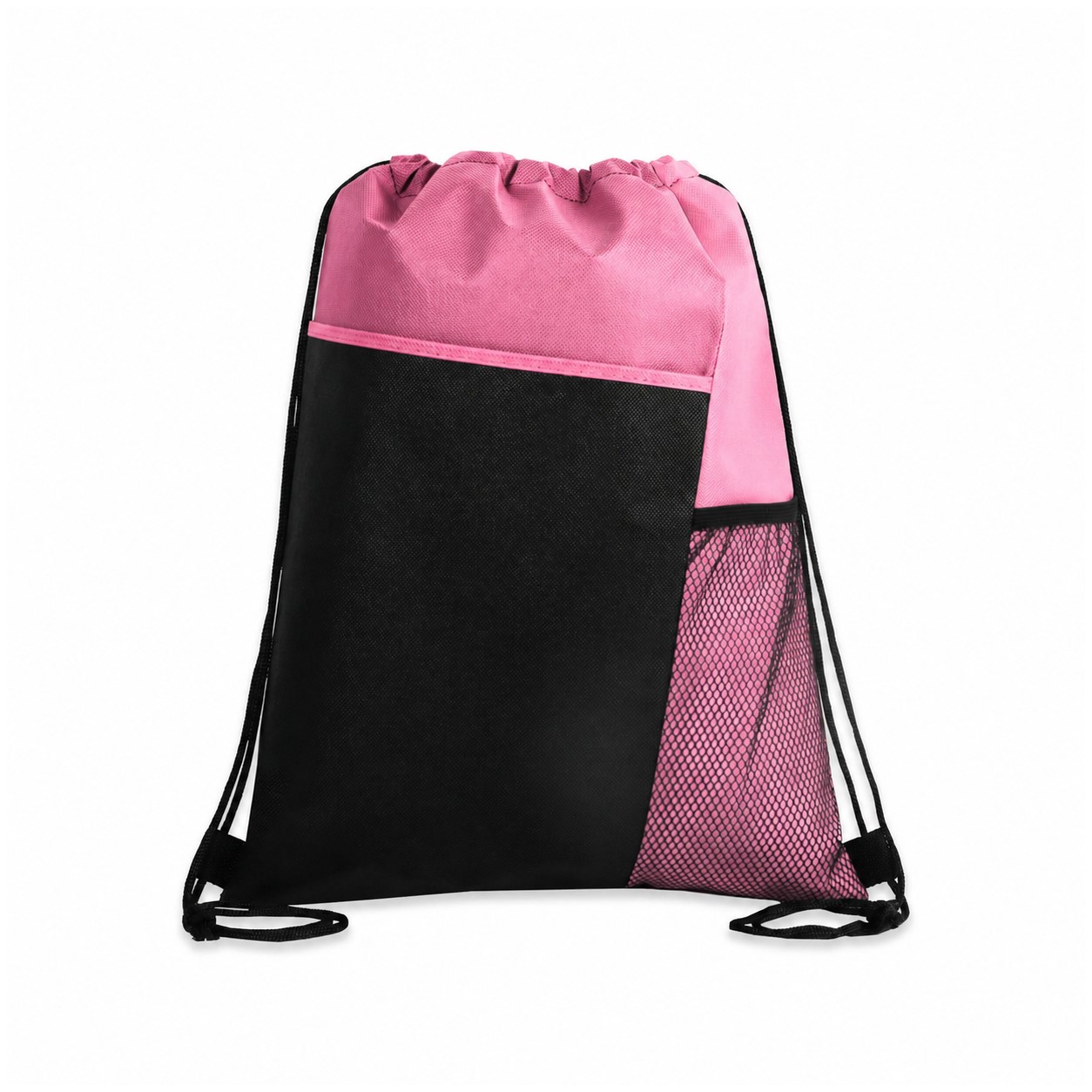 Tri-Color Mesh Drawstring Backpack — Pink