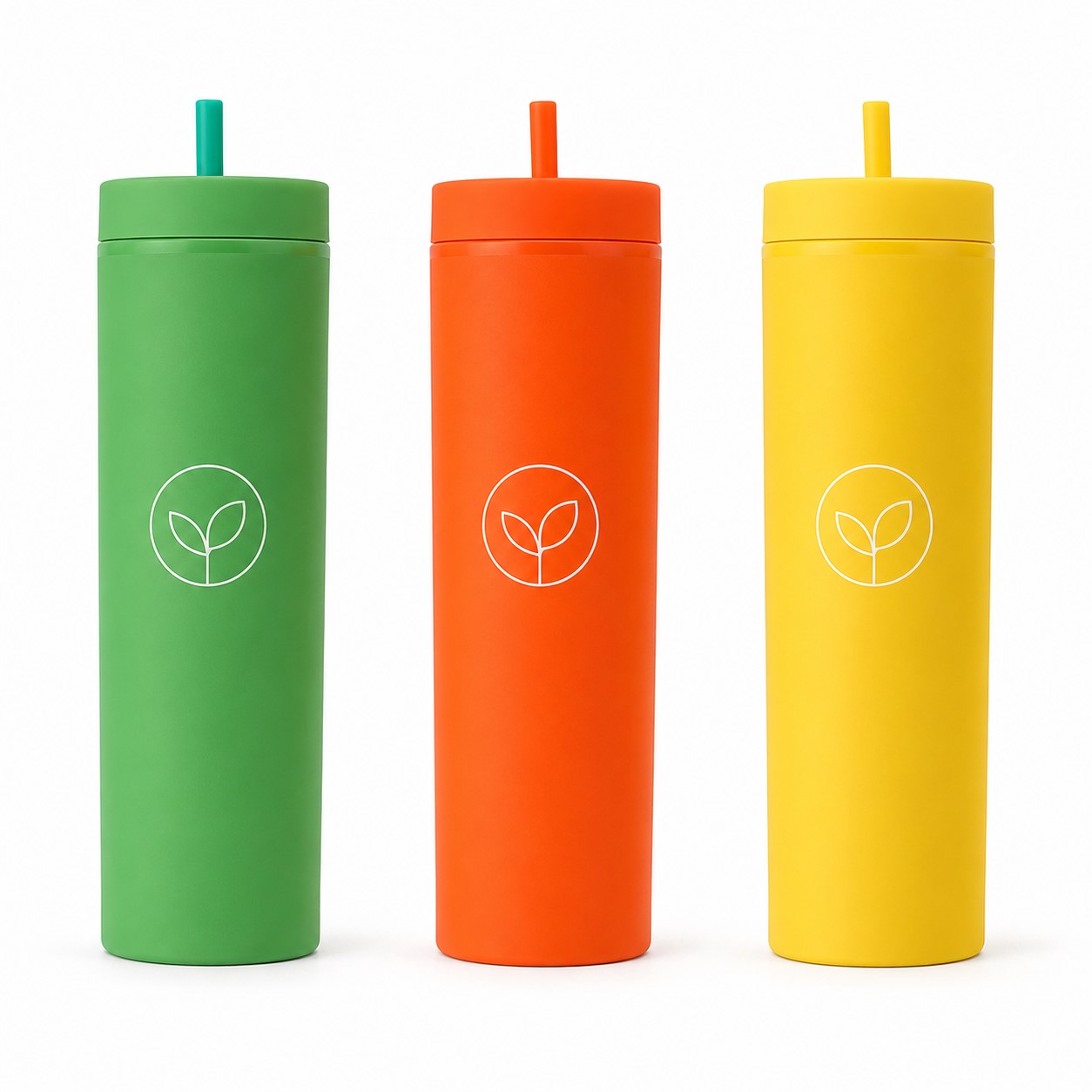 Frosted 16 Oz Plastic Straw Cup
