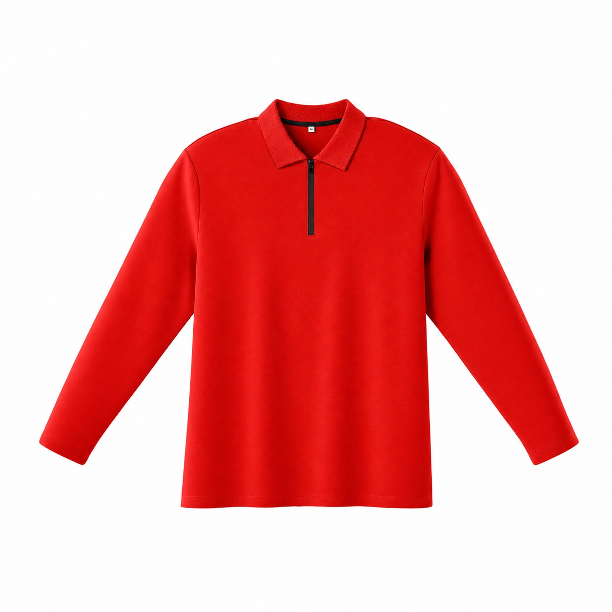 Cotton Blend Quarter Zip Pullover — Vermilion Red