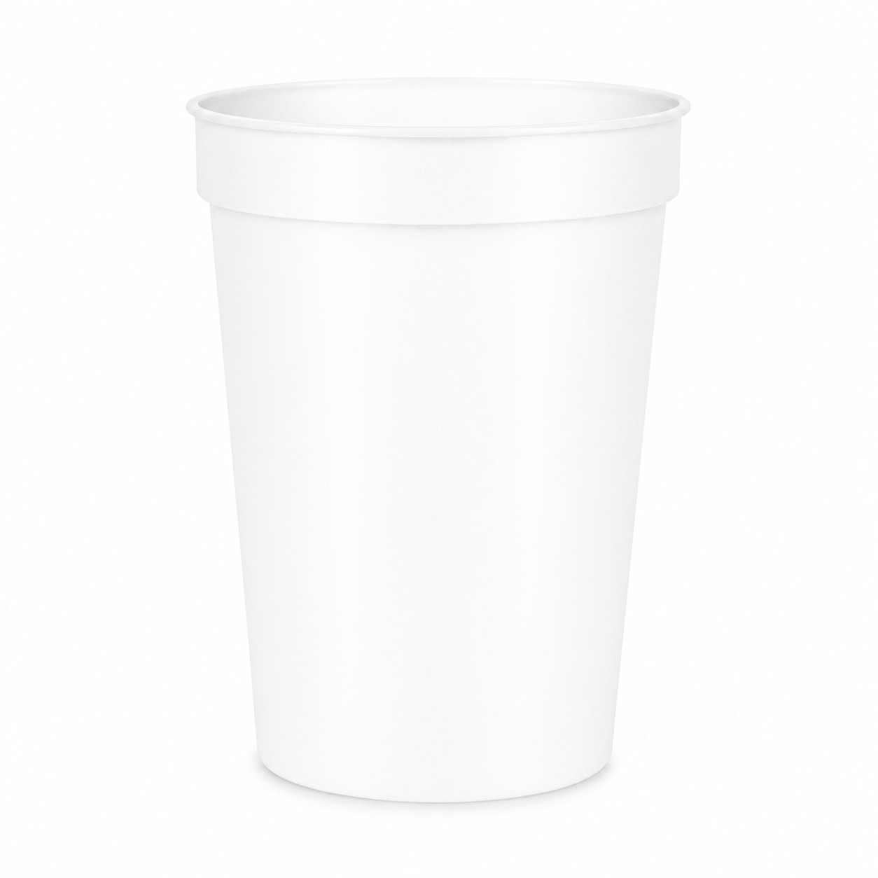16 Oz Square Plastic Stadium Cup — White