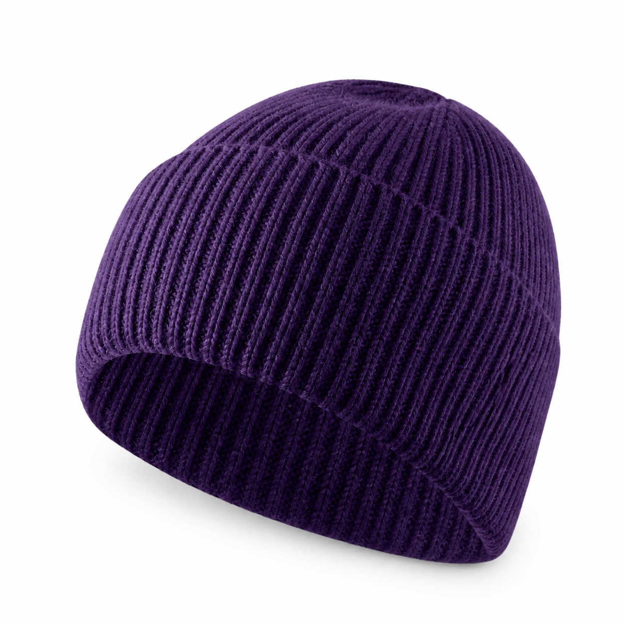 Fold Cuff Cashmere Beanie — Dark Purple
