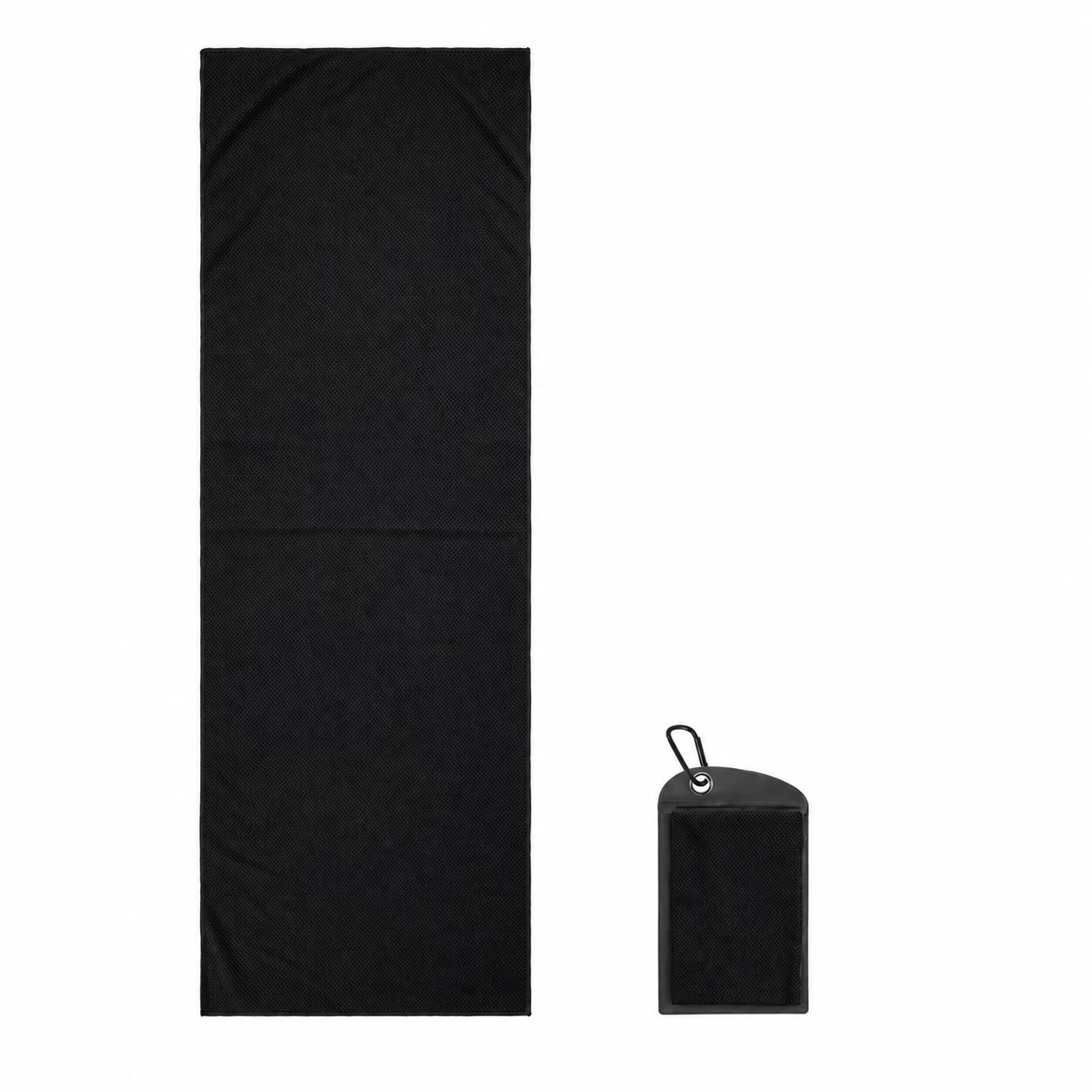 Polyester Cooling Towel With Zip Pocket — Black