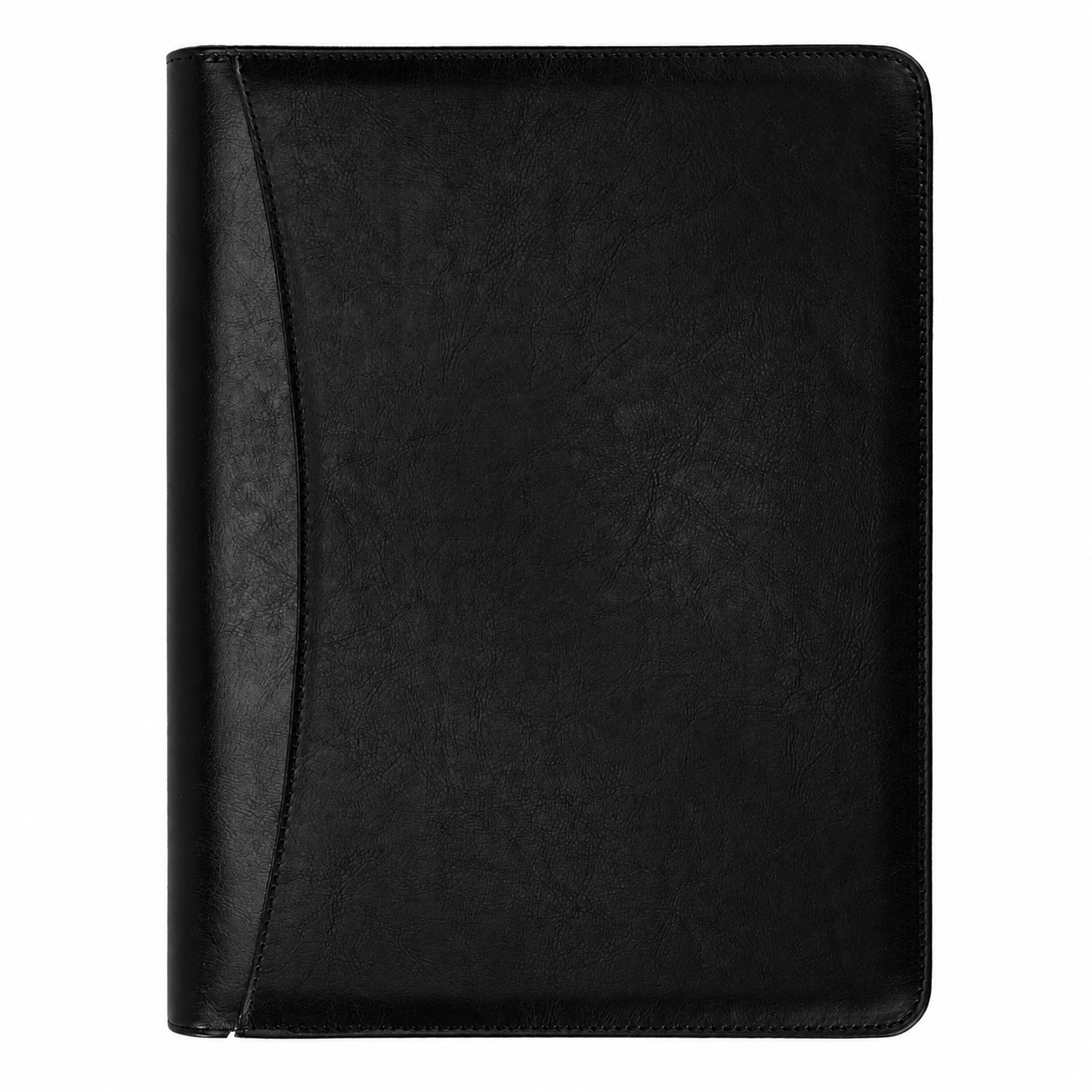 Zippered PU Executive Padfolio — Black