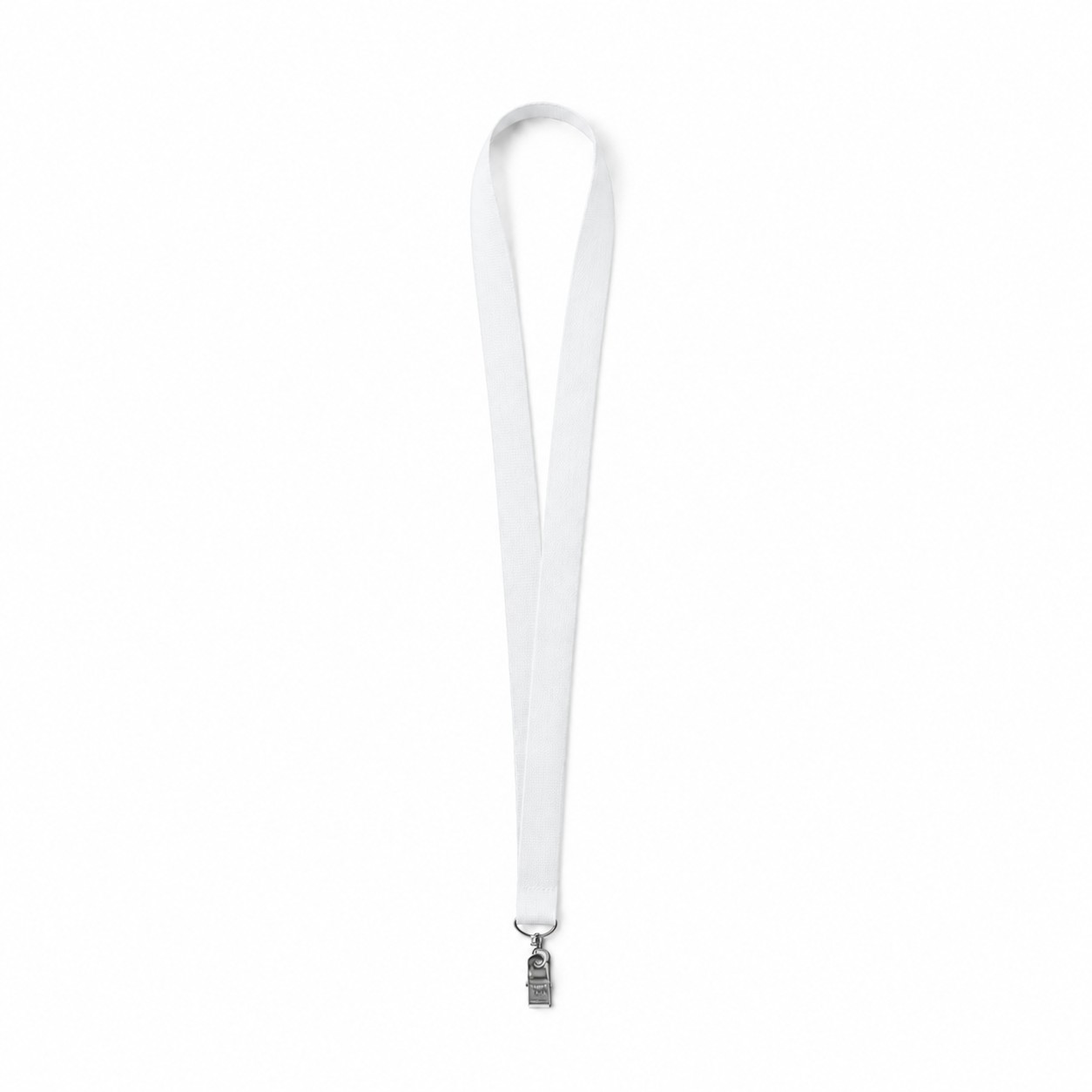 Polyester Bulldog Clip Badge Lanyard — Clear White