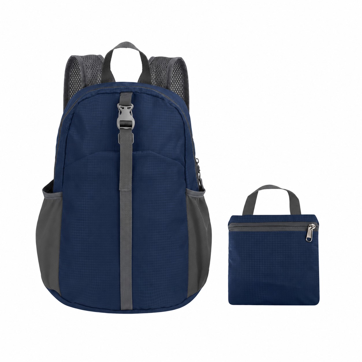 400D Ripstop Polyester Front Pocket Backpack — Navy Blue