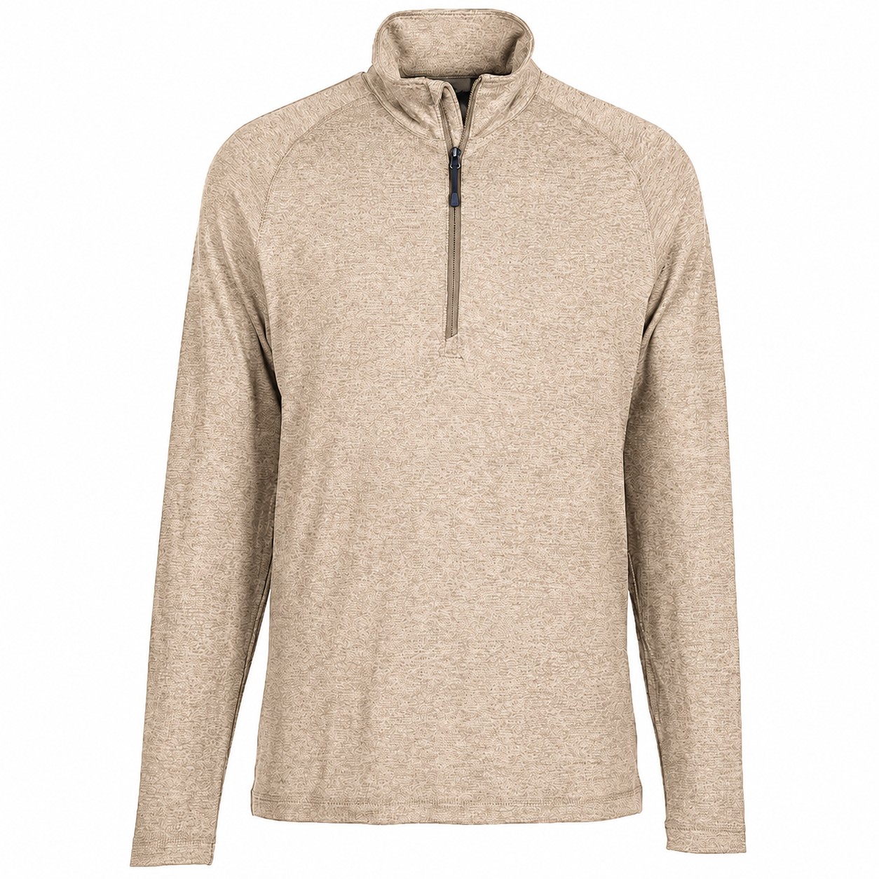 Cotton Pocket Quarter Zip Shirt — Tan Beige