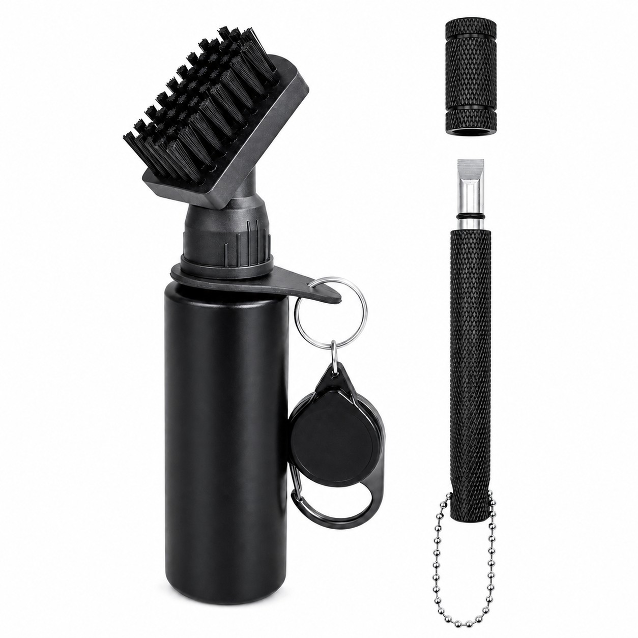 Golf Brush Cleaner With Water Bottle — Black