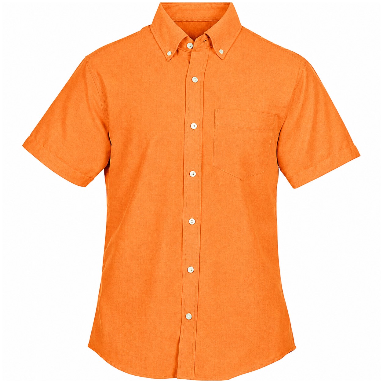 Cotton Polyester Short Sleeve Button Shirt — Orange