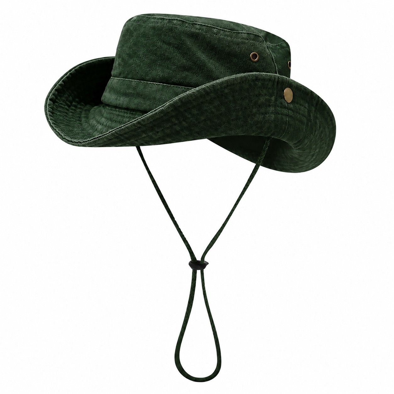 Washed Polyester Safari Bucket Hat — Forest Green
