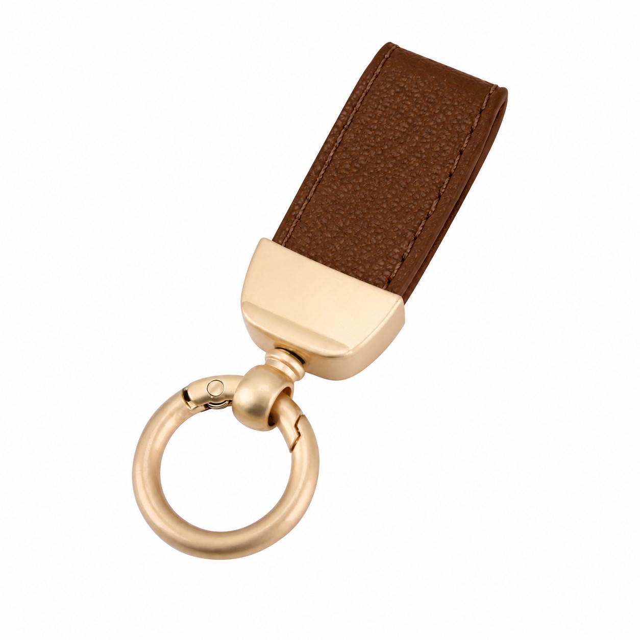 Detachable PU Strap Keychain Ring — Brown