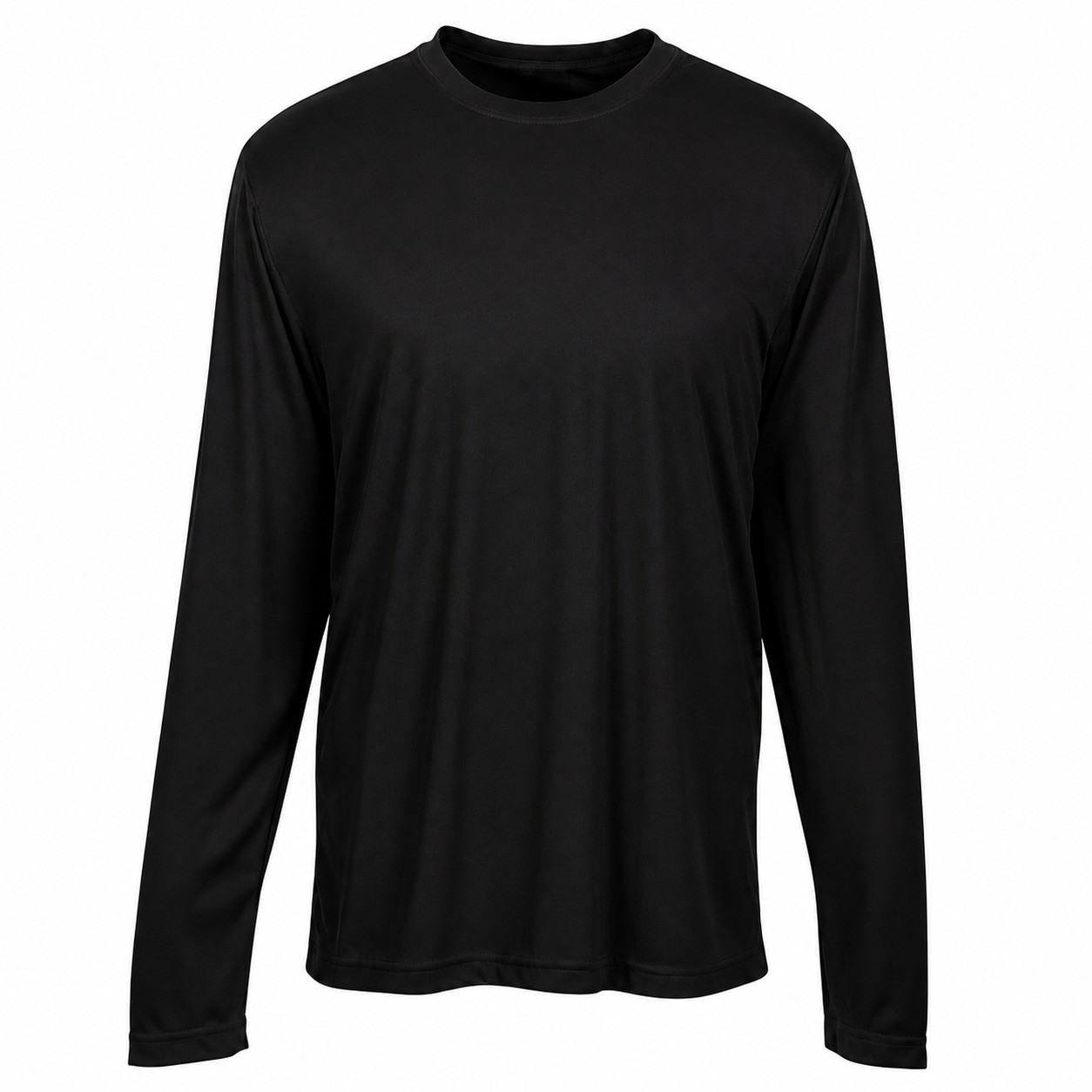 Polyester Long Sleeve Athletic T Shirt — Black