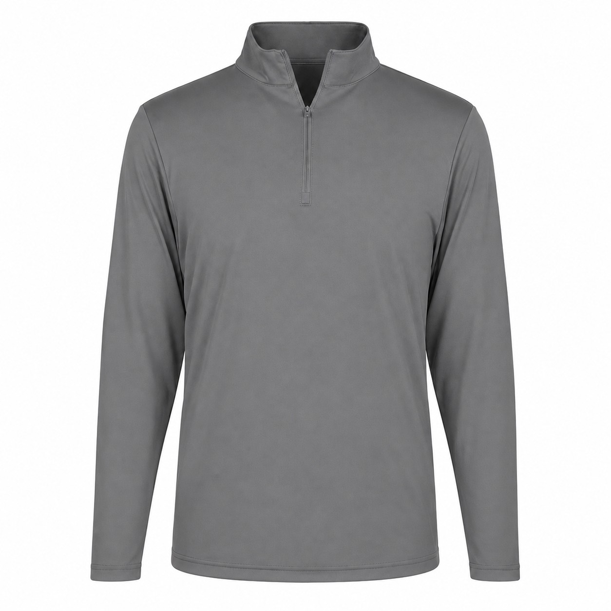 Polyester Jersey Quarter Zip Pullover — Gray