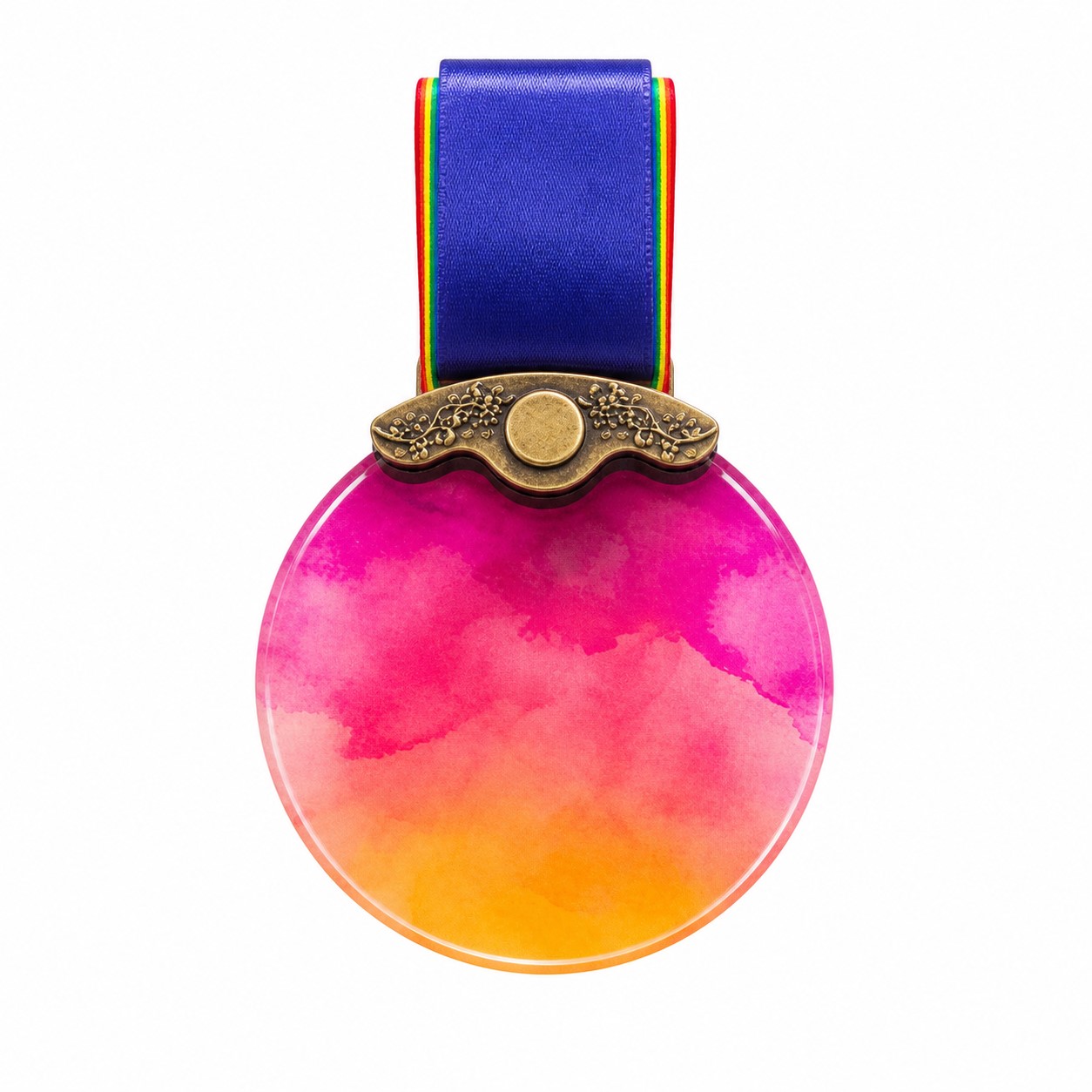 Round Crystal Recognition Medal With Neck Ribbon — view 2