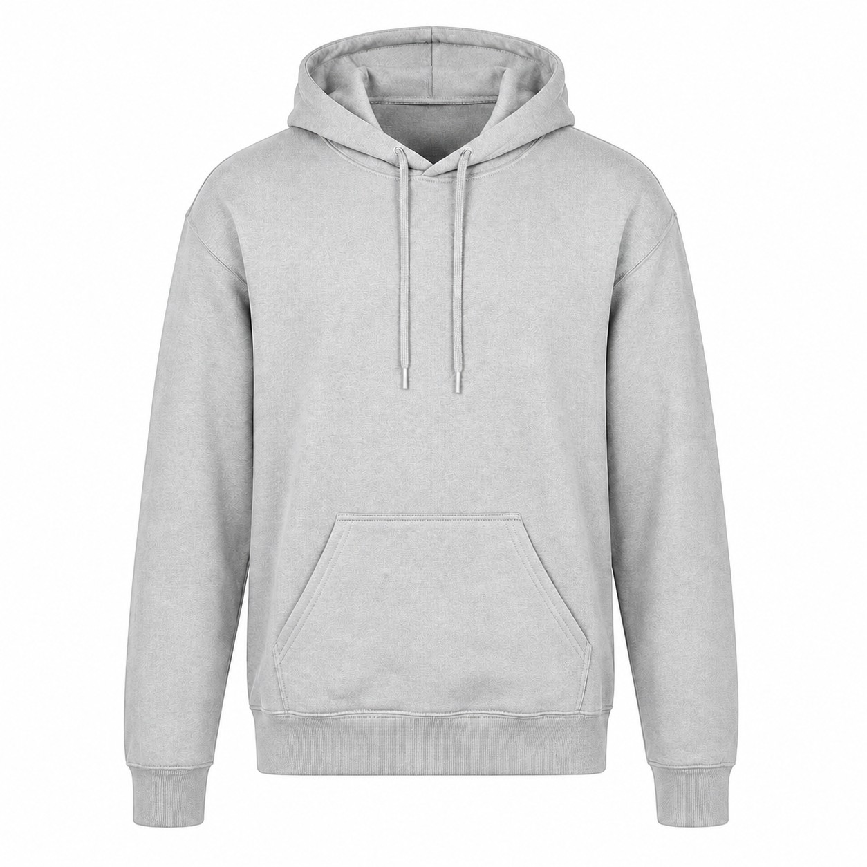 Cotton Polyester Fleece Pullover Hoodie — Silver