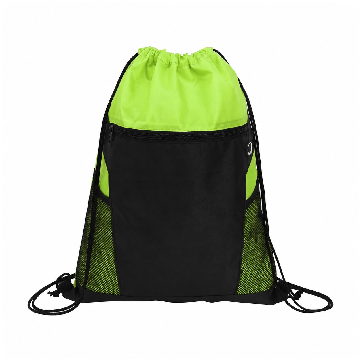 210D Polyester Orange Drawstring Bag — Lime Green