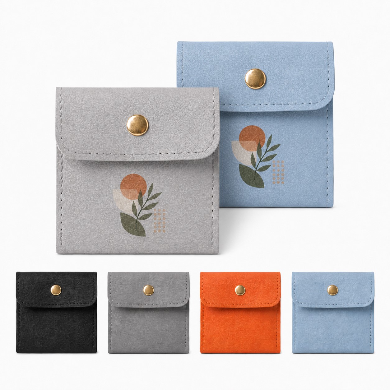 Compact Leather Jewelry Pouch With Snap