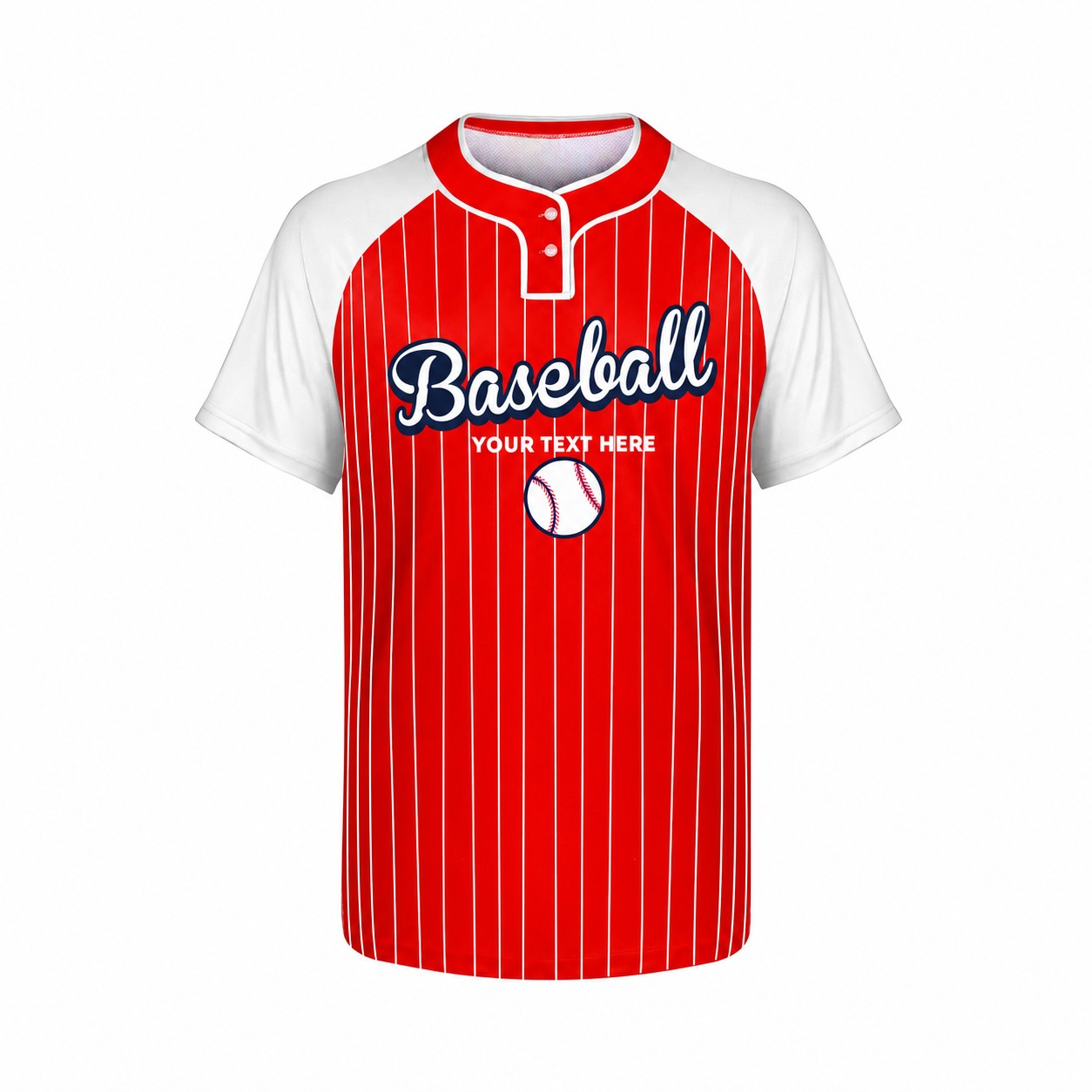Two-Button Polyester Baseball Jersey — Red